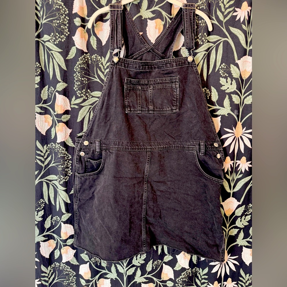 ASOS Curve Black Denim Overall Jumper with Pockets